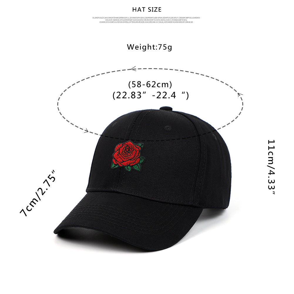 Embroidered Rose Cap – Outdoor Leisure Hat